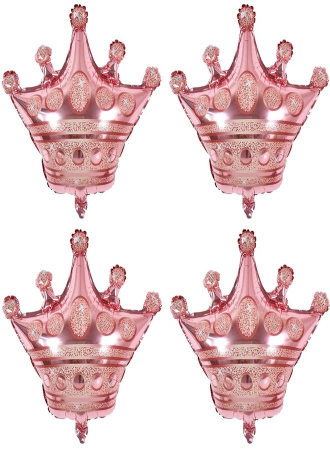 Vuzvuv 4 Pcs Crown Balloons 24 Inch Rose Gold Crown Shaped Foil Mylar Balloons for Anniversary,Baby Shower,Wedding,Girls Birthday Decorations - Image 1